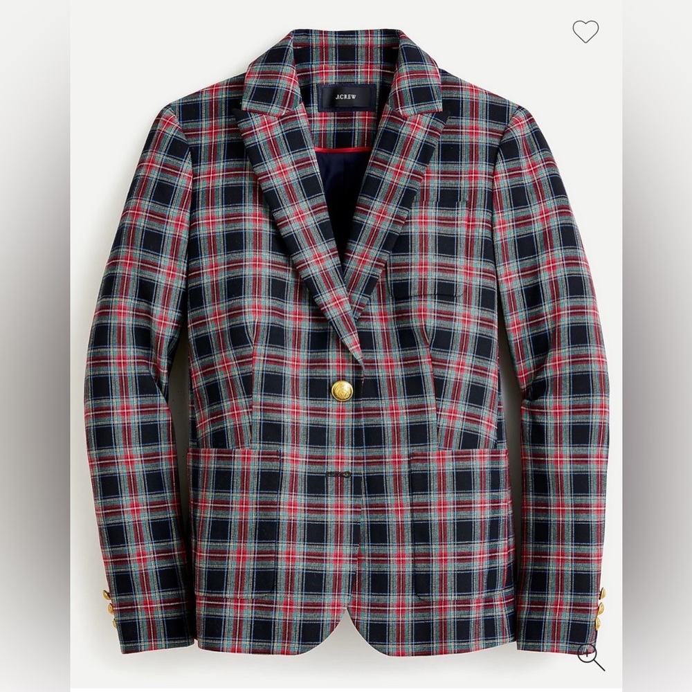 J. Crew Shrunken Blazer in Black Stewart Tartan Pattern